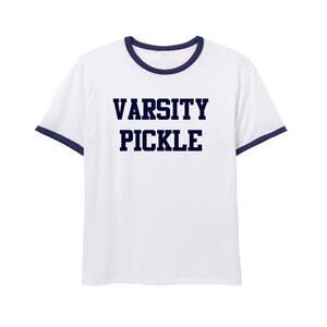 Varsity Pickle Collegiate Ringer T-Shirt, Men's, XL, White/Navy